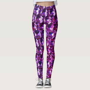 Elegante lila Edelsteine-Diamanten Leggings