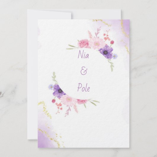 Elegante lila Einladung (Rückseite)