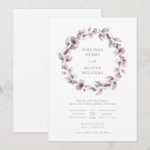 Elegante Lila Einladung zur Hochzeit (Vorne/Hinten)