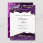 Elegante Lila Einladung zur Hochzeit individuell g (Vorne/Hinten)
