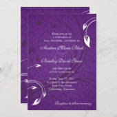 Elegante Lila Einladung zur Hochzeit mit weißer Bl (Vorne/Hinten)