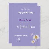 Elegante Lila Engagement Partei Einladung (Vorne/Hinten)