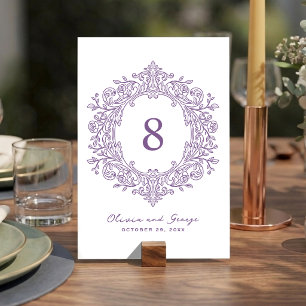 Elegante lila Erbstück-Hochzeitstisch-Nummer Einladung