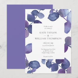 Elegante Lila Eukalyptus Floral Wedding Einladung