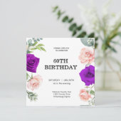 elegante lila Farbe 60. Geburtstag Einladung (Stehend Vorderseite)
