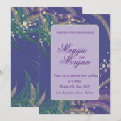 Elegante Lila Feather Wedding Einladung (Vorne/Hinten)