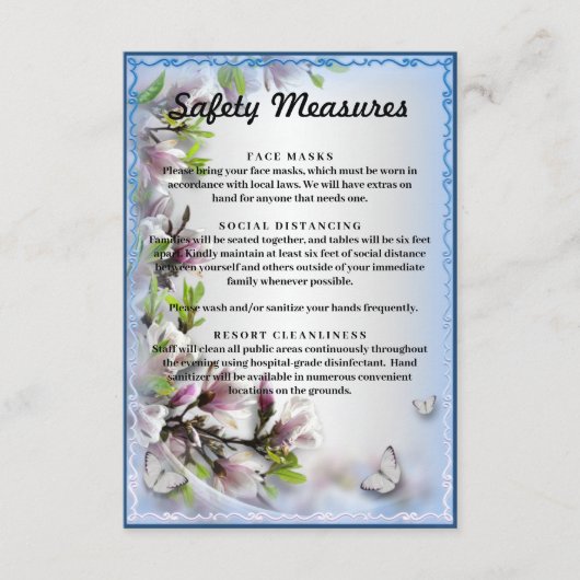 Elegante Lila Flora-Butterfly-Sicherheitsmaßnahmen Begleitkarte (Vorderseite)