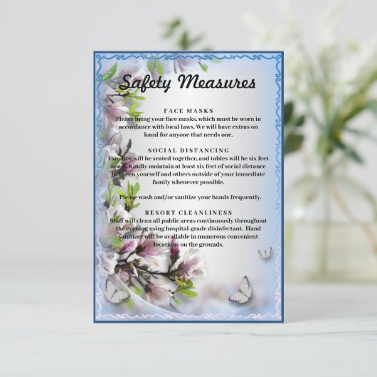 Elegante Lila Flora-Butterfly-Sicherheitsmaßnahmen Begleitkarte (Stehend Vorderseite)