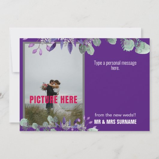 Elegante Lila Flora Danke White Calligraphy (Rückseite)