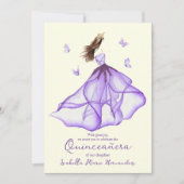 Elegante Lila Flora Lily Watercolor Quinceñera Einladung (Vorderseite)