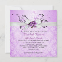 Elegante Lila Flora Ribbon Damask Hochzeitsempfang