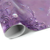 Elegante Lila Flora, Silvery und Perle Geschenkpapier (Rolleneckpunkt)