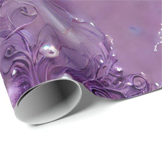 Elegante Lila Flora, Silvery und Perle Geschenkpapier (Rolleneckpunkt)
