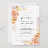 Elegante, Lila Flora und Aquarellfarben Quinceñera Einladung (Vorderseite)