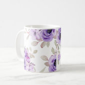 Elegante, Lila Flora Wasserfarbe Kaffeetasse (Vorderseite Links)