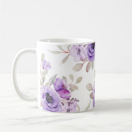 Elegante, Lila Flora Wasserfarbe Kaffeetasse