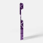 Elegante Lila Floral Damask Metallische Textur iPhone Hülle (Linke Seite)