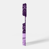 Elegante Lila Floral Damask Metallische Textur iPhone Hülle (Rechte Seite)