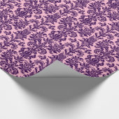 Elegante Lila Floral Damaskus rosa Zurück Geschenkpapier (Ecke)