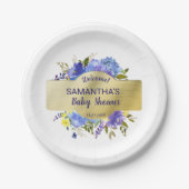 Elegante Lila Floral Gold Baby Dusche Willkommen Pappteller (Vorderseite)