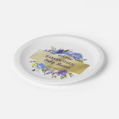 Elegante Lila Floral Gold Baby Dusche Willkommen Pappteller (Schrägansicht)