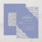 Elegante Lila Floral Lace Response Card RSVP Karte (Vorne/Hinten)