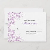 Elegante Lila Floral Response Card RSVP Karte (Vorderseite)