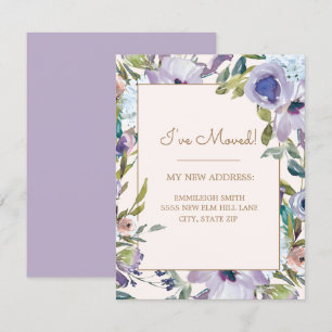 Elegante lila Floral- und Grünpflanzen-Adresse änd Einladung