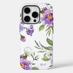 Elegante Lila florale botanische Personalisiert iPhone 16 Pro Hülle