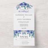 Elegante Lila florale Moderne Winterhochzeit All In One Einladung (Innen Boden)