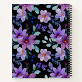 Elegante Lila florale Notebook-Abdeckung - Wasserf Notizblock (Rückseite)