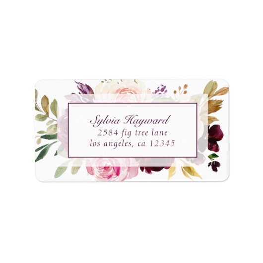 Elegante Lila florale Rücksendeadresse Adressaufkleber (Vorne)