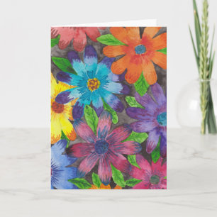 Elegante lila florale Wasserfarben-Grußkarte Karte