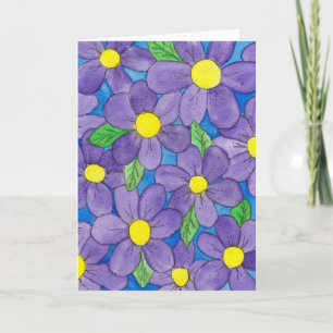 Elegante lila florale Wasserfarben-Grußkarte Karte