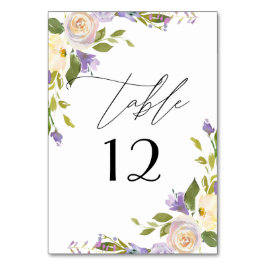 Elegante Lila Floralfarbenkalligraphie Tischnummer