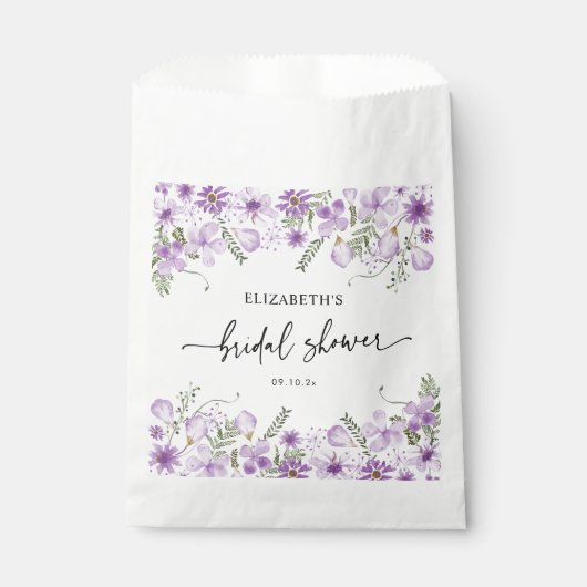 Elegante Lila Florals Brautparty Gefallen Tasche Geschenktütchen (Vorderseite)