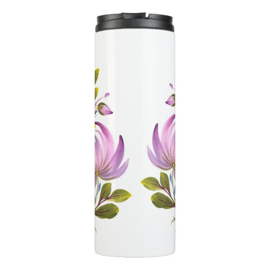Elegante Lila Florals Thermosbecher (Rückseite)