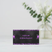 Elegante lila Flowers Glitzer Black Business Card Visitenkarte (Stehend Vorderseite)