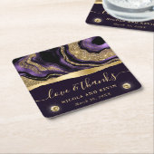 Elegante Lila Foil and Gold Glitzer Agate Wedding Rechteckiger Pappuntersetzer (angewinkelt)
