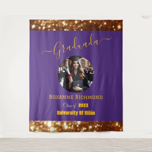 Elegante Lila Foto-gestufte Signatur Wandteppich (Vorderseite)