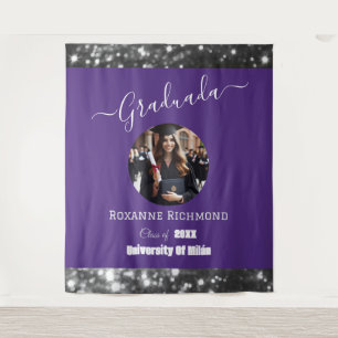 Elegante Lila Foto-gestufte Signatur Wandteppich