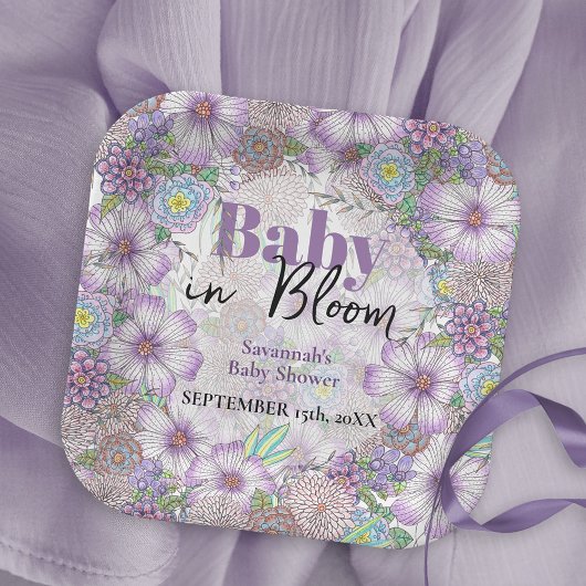 Elegante Lila Garden Blume Baby in Bloom Pappteller