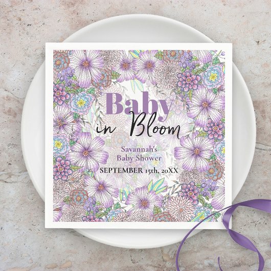 Elegante Lila Garden Blume Baby in Bloom Serviette