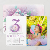 Elegante lila Geburtstagsparty Einladung (Vorne/Hinten)