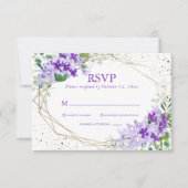 Elegante Lila geometrische Blume Hochzeit RSVP Karte (Vorderseite)