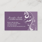 Elegante lila Geschäfts-Karte Visitenkarte (Rückseite)