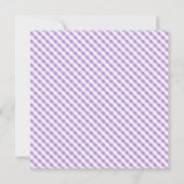 Elegante lila Gingham-Muster-Baby-Dusche Einladung (Rückseite)
