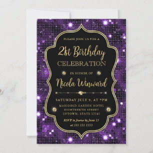 Elegante lila Glitter Vintage-Rahmen Geburtstag Einladung