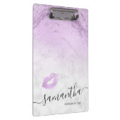 Elegante lila Glitzer Lippen Marmorschminke Künstl Klemmbrett (Rechts)