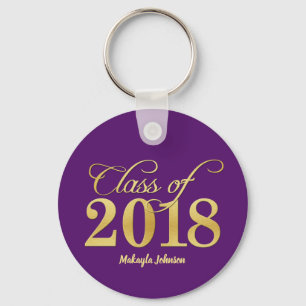 Elegante Lila & Gold Class 2018 Abschluss Schlüsselanhänger